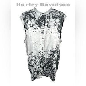 Harley Davidson | Abstract Skull Print Sleeveless Top